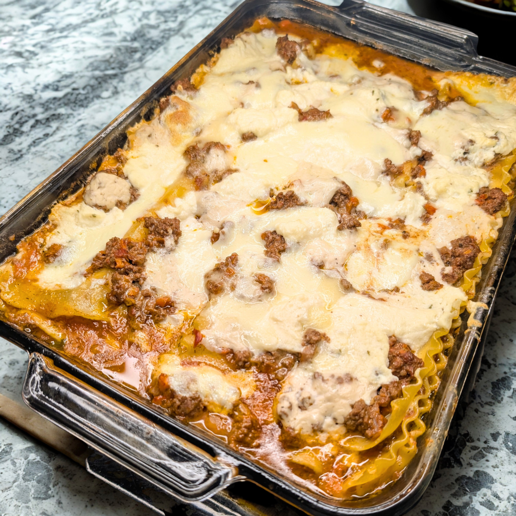 New Year’s Day bison lasagna with homemade béchamel and melted cheese